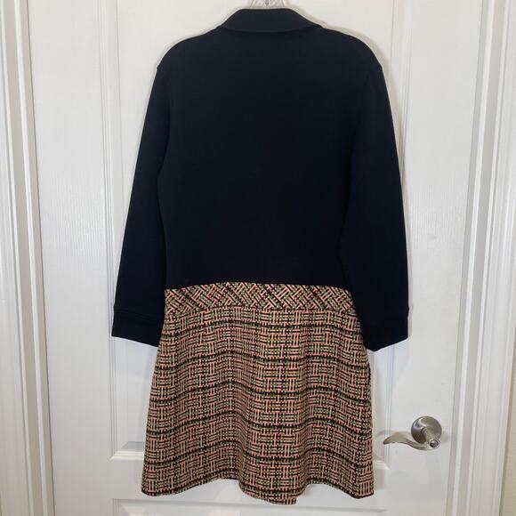 See by Chloe Tweed Shirt Dress Twofer Black Pink Green Wool Preppy w/ Pockets 10 - Picture 7 of 7
